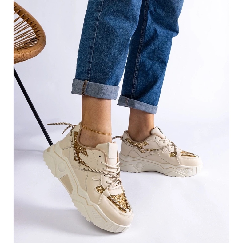 D/CEO Beige women's sneakers with Agar glitter 2