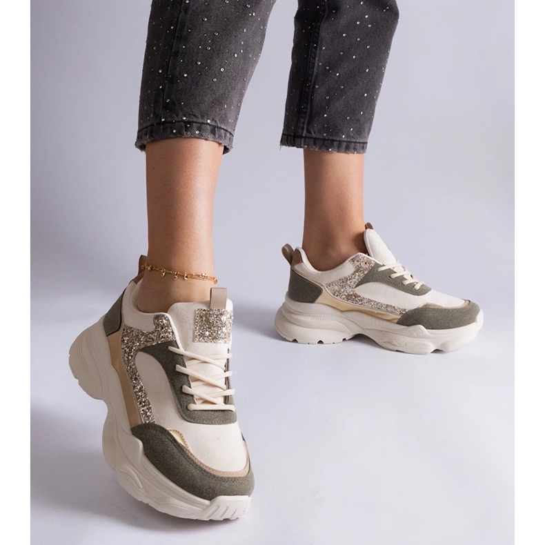 D/CEO Green sneakers with glitter Clorinda inserts 2