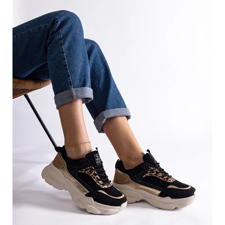 D/CEO Black sneakers with glitter Clorinda inserts 1