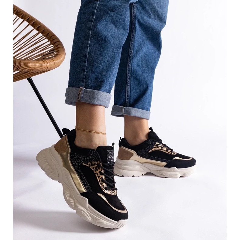 D/CEO Black sneakers with glitter Clorinda inserts 2