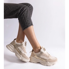 D/CEO Beige sneakers with glitter Clorinda inserts 2