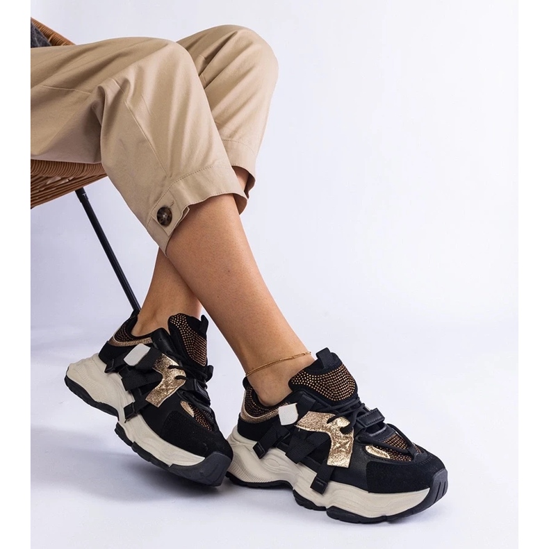 D/CEO Black sneakers with Candra golden inserts 1