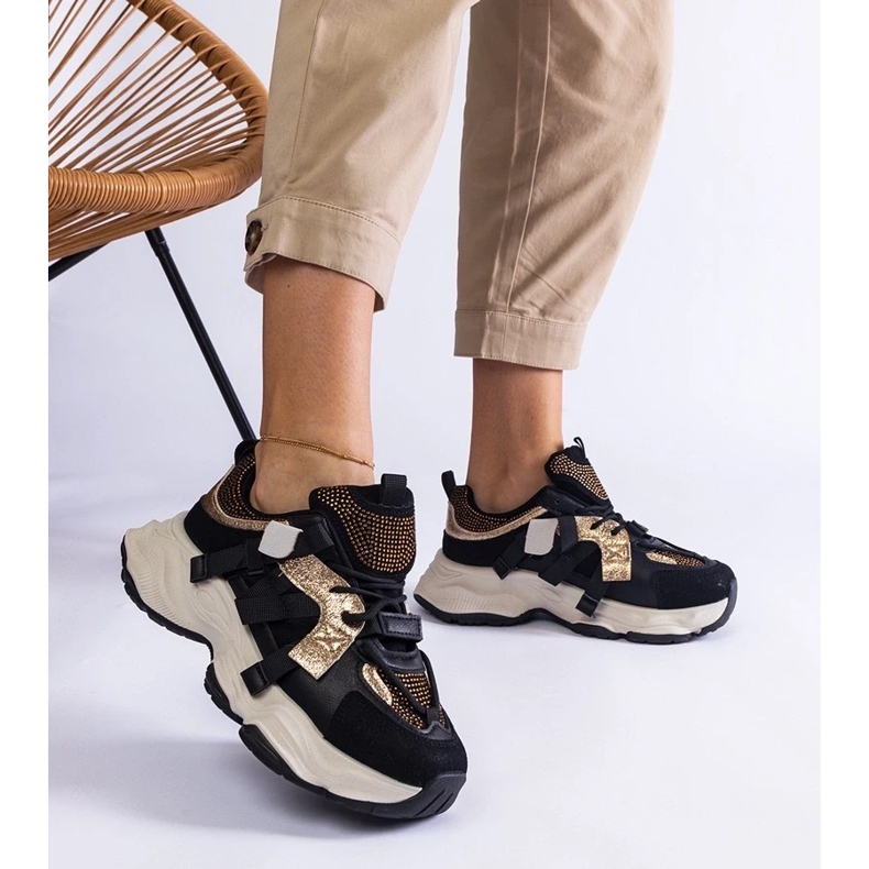 D/CEO Black sneakers with Candra golden inserts 2