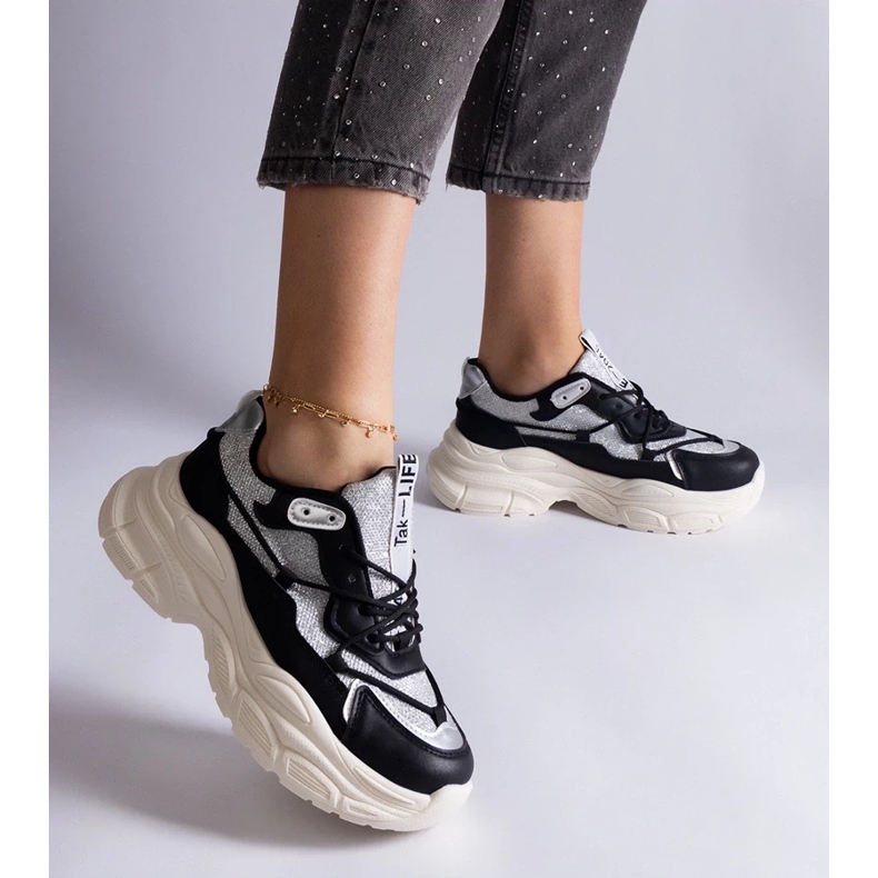 D/CEO Black sneakers with Rigel glitter inserts 2