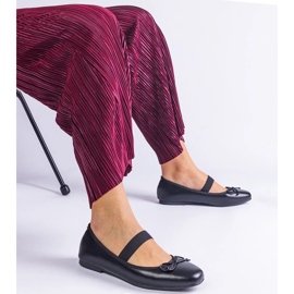 D/CEO Black ballet flats with an elastic band and a decorative Newton bow 1