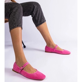 D/CEO Dark pink ballerinas with a buckle and a square nose of Pergas 2