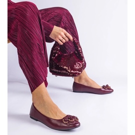 D/CEO Burgundy ballerinas decorated with America flower red 2 D/CEO Burgundy ballerinas decorated with America flower red 2