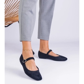 D/CEO Black ballerinas with an elastic band and a square nose of Averina 1