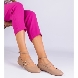 D/CEO Beige Eco -leather ballerinas with Vitoldora buckles 1
