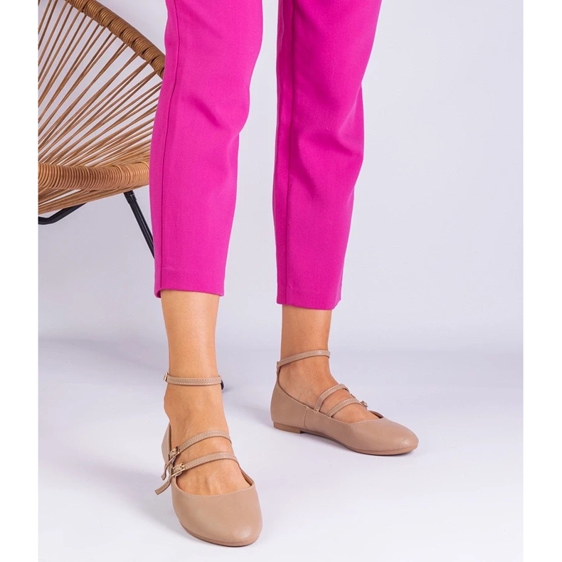 D/CEO Beige Eco -leather ballerinas with Vitoldora buckles 2