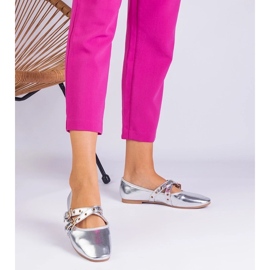 D/CEO Silver Eco -leather ballerinas decorated with Emmarino buckles 2
