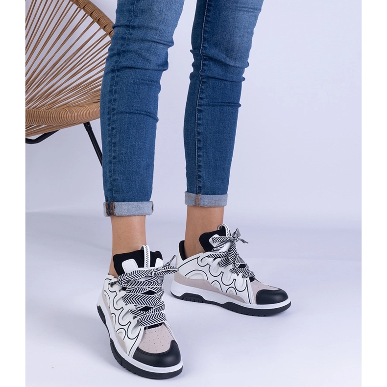 Black women's sneakers with decorative lacing 1