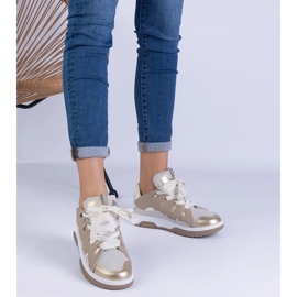 Beige women's sneakers with decorative lacing 1 Beige women's sneakers with decorative lacing 1
