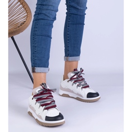 White women's sneakers with decorative lacing 1