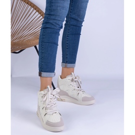 White women's sneakers with thick laces 1