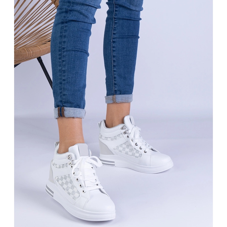 Women's white sneakers on a hidden wedge 1