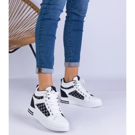 Women's white sneakers on a hidden wedge black 1