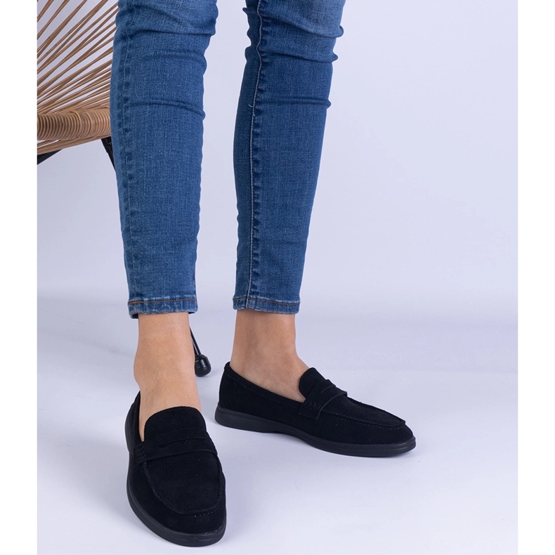 Black classic openwork loafers from Ekozamsz 1