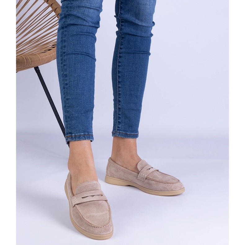 Brown classic openwork loafers from Ekozamsz 1