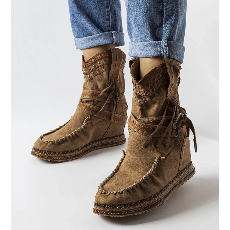 D/CEO Dark brown wedge boots from Beausoleil 1