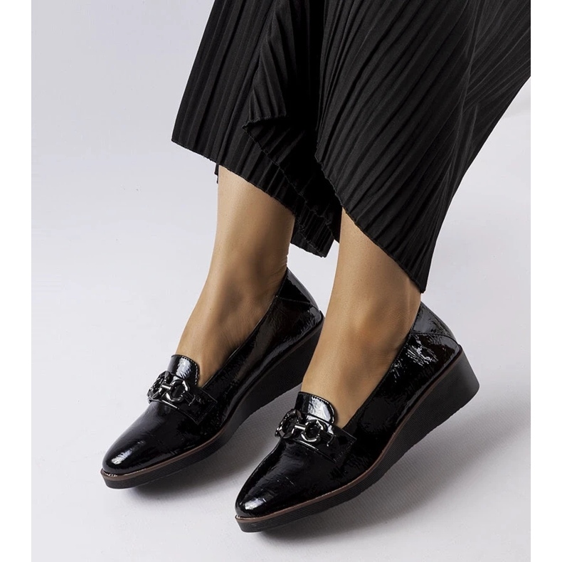 D/CEO Black patent wedge loafers from Erin 2