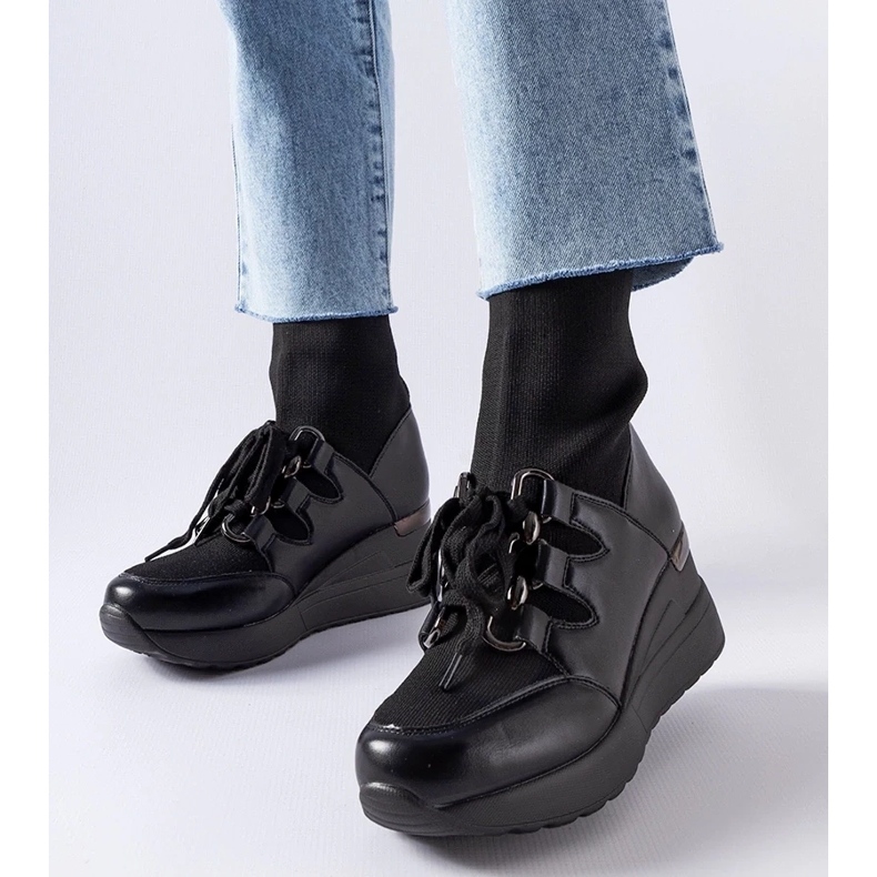 D/CEO Rochon black wedge sock boots 1