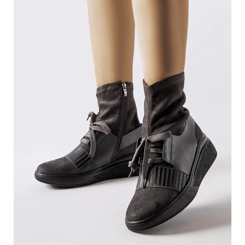 D/CEO Gray Spoleto sock wedge ankle boots grey 1