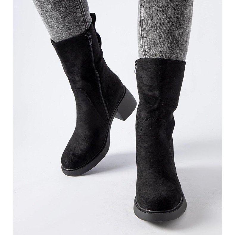 D/CEO Black ankle boots made of eco-suede Agordino 2
