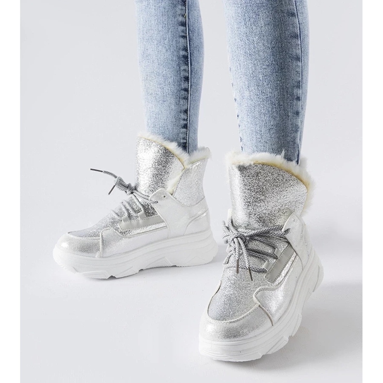 D/CEO White and silver insulated Stringer snow boots 1