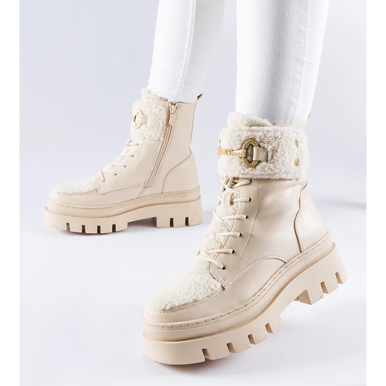 D/CEO Beige insulated workers' boots with a Highland buckle 2