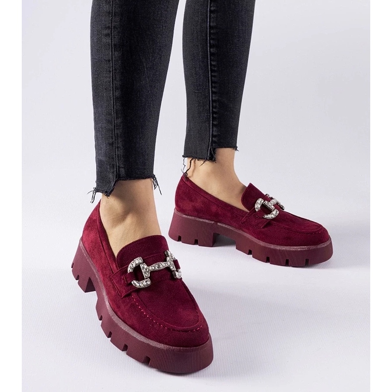 D/CEO Giacomo burgundy moccasins with rhinestones red 1