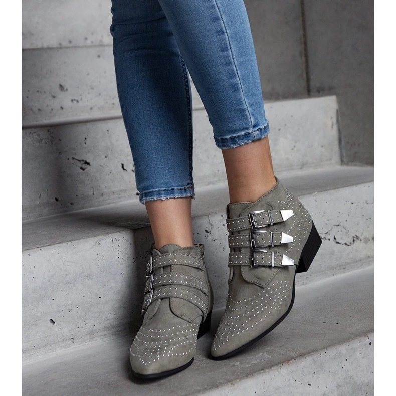 D/CEO Green decorative low heel ankle boots Forever 1