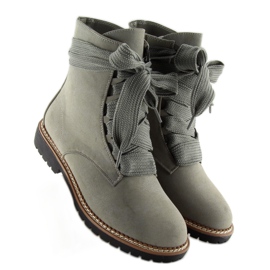 Gray Lace-up boots 8308 Gray grey 2