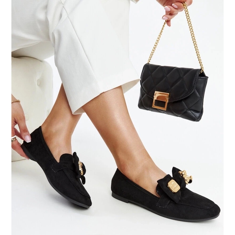 D/CEO Black moccasins with a decorative Kibra safety pin 1