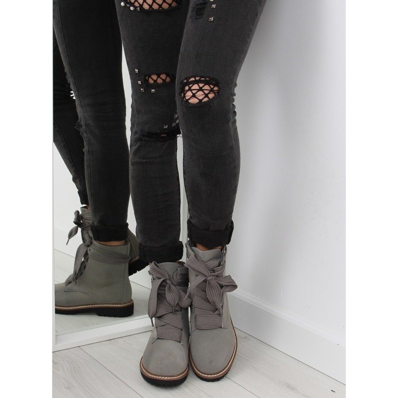Gray Lace-up boots 8308 Gray grey 1
