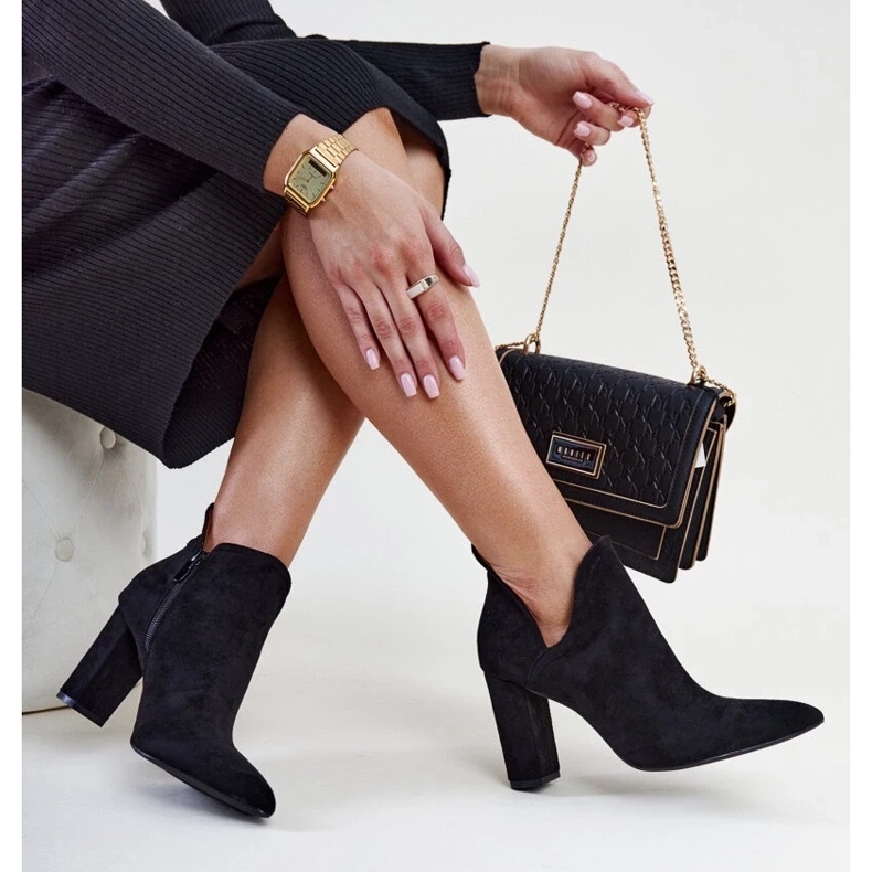 D/CEO Taylan's black asymmetric high-heeled ankle boots 2