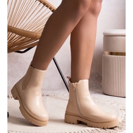 D/CEO Beige insulated classic slip-on ankle boots Edina 1