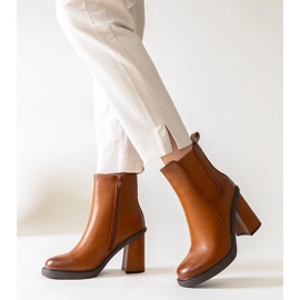 D/CEO Brown ankle boots with a block heel made of eco-leather Almase 2