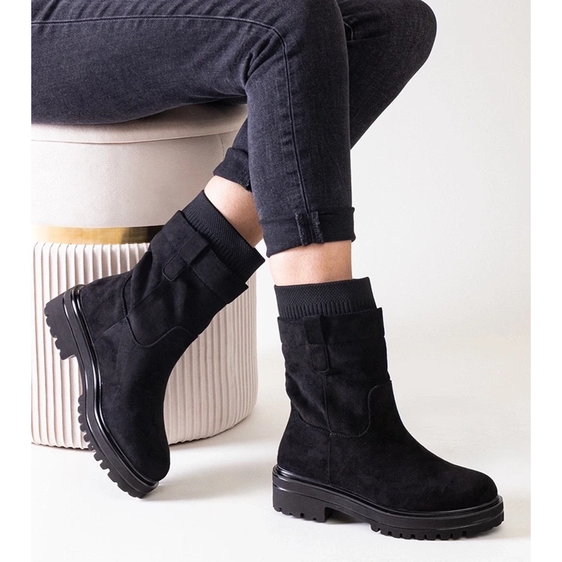 D/CEO Black slip-on ankle boots with a Ralia sock 2
