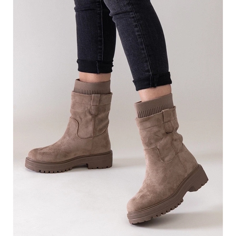 D/CEO Beige slip-on ankle boots with a Ralia sock 1