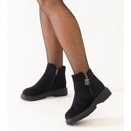 D/CEO Black ankle boots with a decorative pendant on the Melane eco-suede platform 1