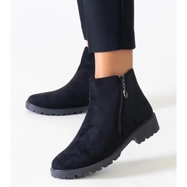 D/CEO Black ankle boots with metal inserts, eco-suede Branda 2