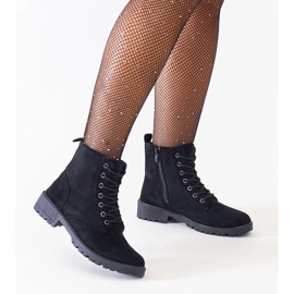 D/CEO Black eco-suede worker ankle boots on the Barosa platform 1