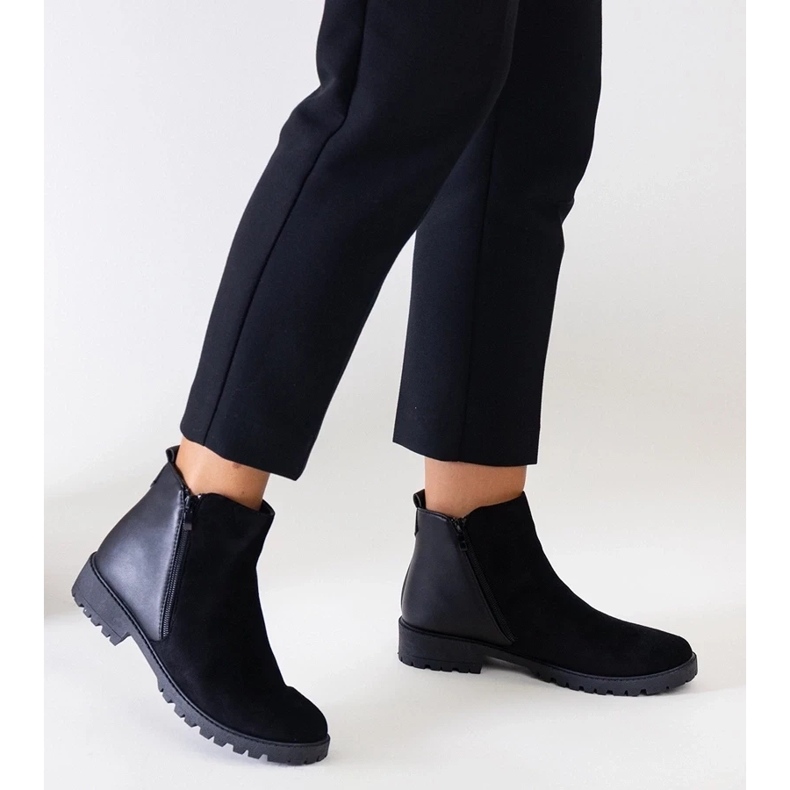 D/CEO Black platform ankle boots made of Kirla eco-suede 1