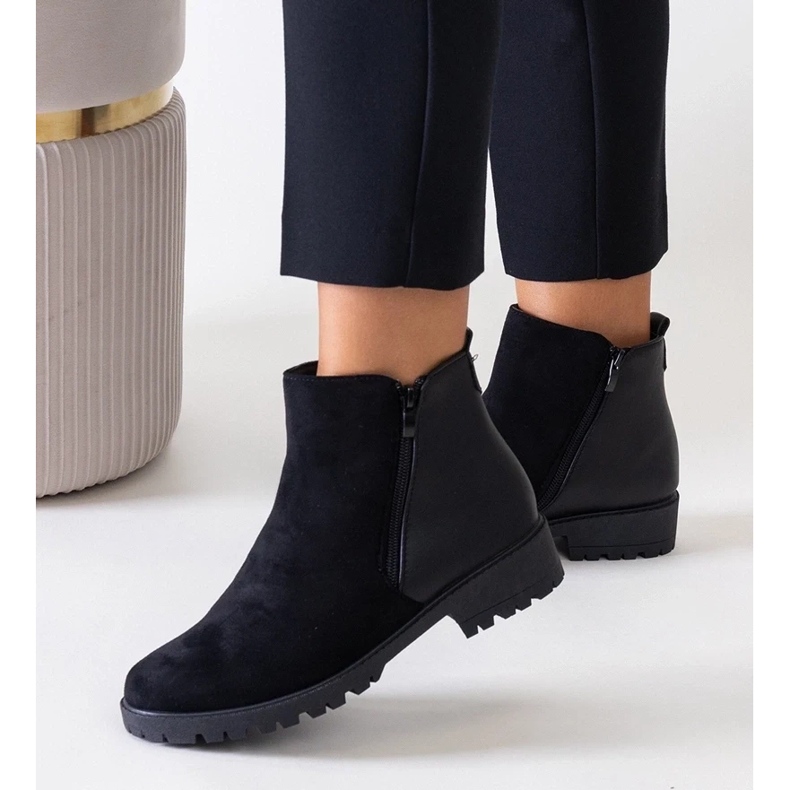 D/CEO Black platform ankle boots made of Kirla eco-suede 2