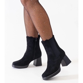 D/CEO Black boots with a square toe on a heel, eco-suede Hesca 2