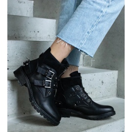 D/CEO Black ankle boots decorated with studs with a flat heel by Neffa 2