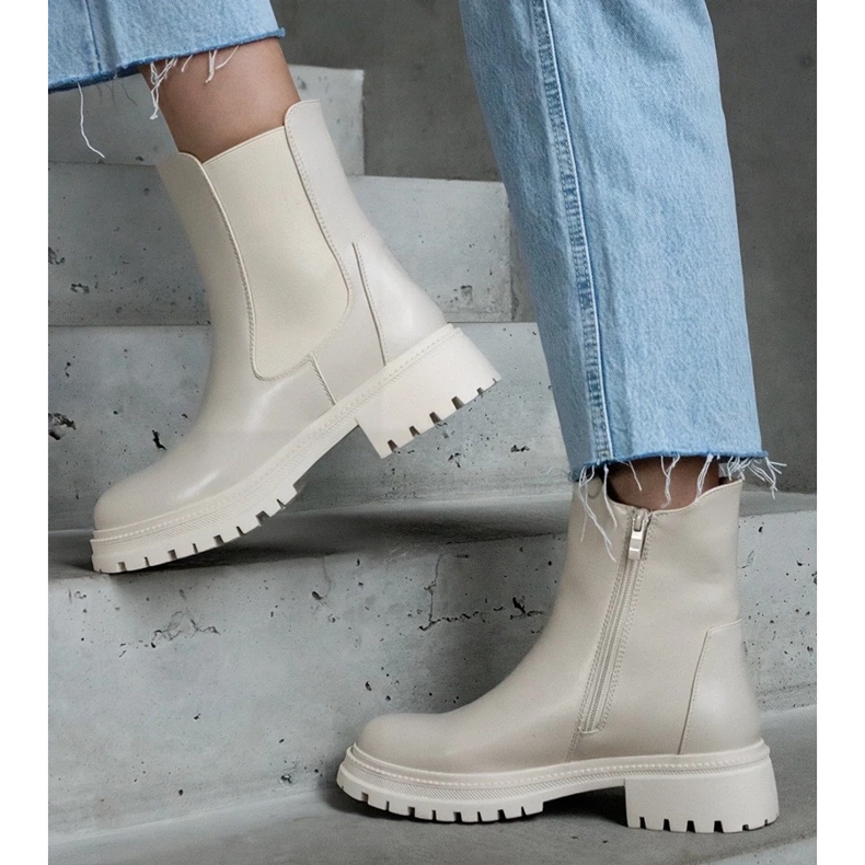 D/CEO Beige insulated boots with a zipper, eco leather Alia 1