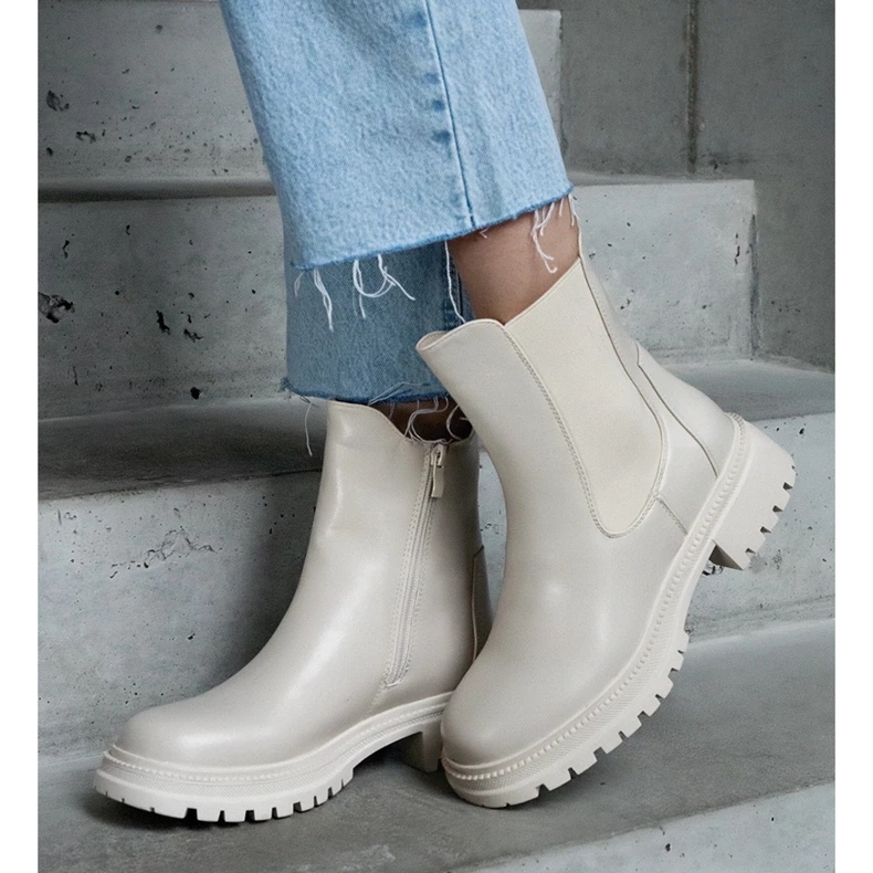 D/CEO Beige insulated boots with a zipper, eco leather Alia 2