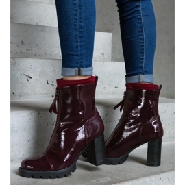 D/CEO Burgundy patent ankle boots decorated with a Tiri clasp red 1